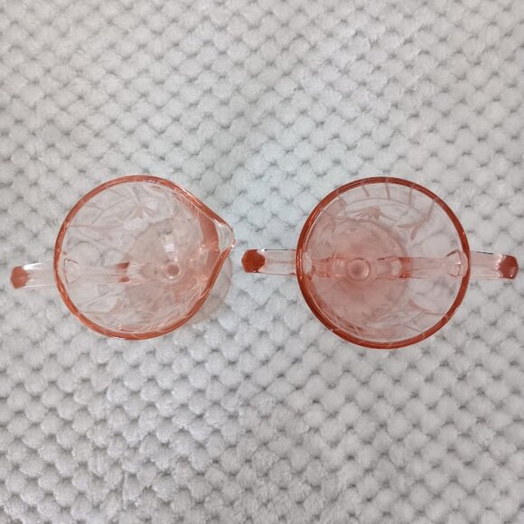 Vintage Soft Pink Art Deco Style Open Cream and Sugar Set - Picture 5 of 8